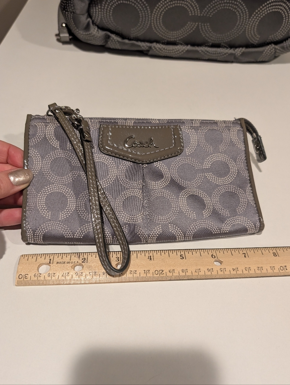 Coach Gray Signature Jacquard Wristlet with Strap (Purse Listed Separately)